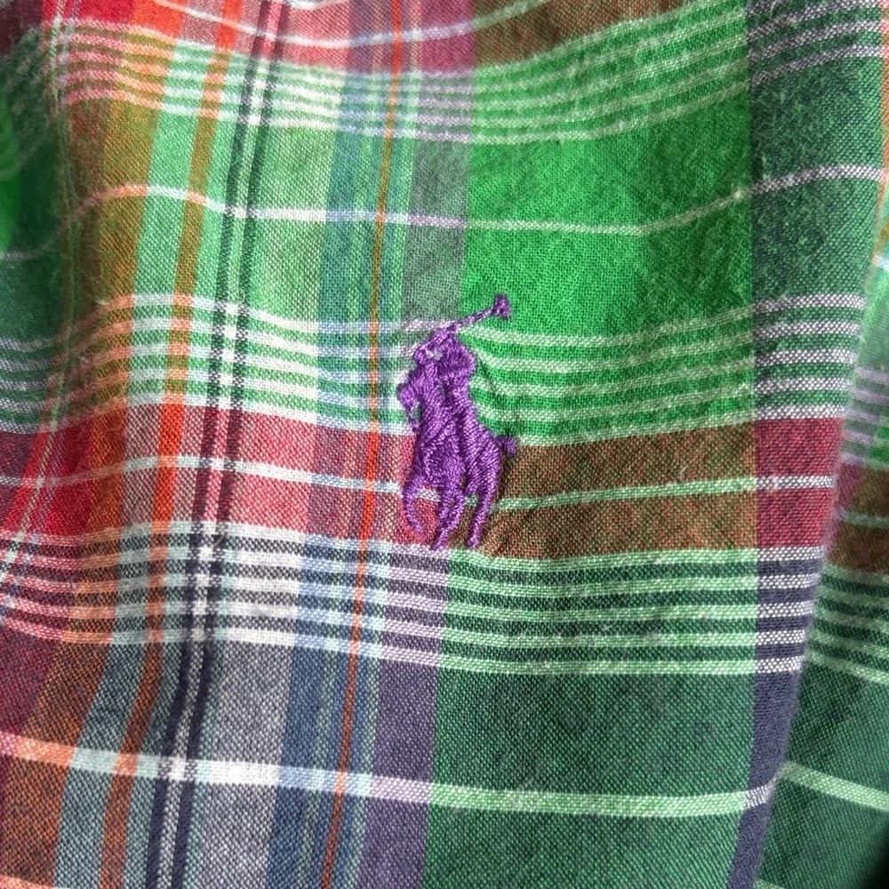 Ralph Lauren 100% Cotton Plaid Short-Sleeve Button-Down Shirt Youth L